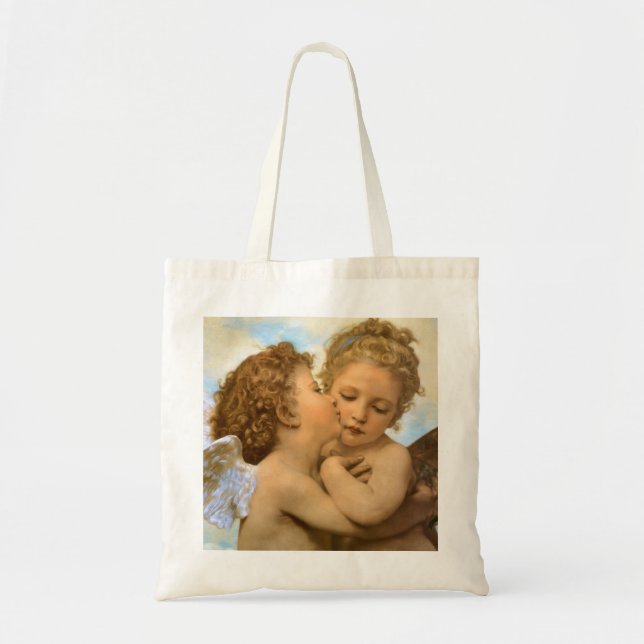 First Kiss (angel detail) by Bouguereau Tote Bag (Front)