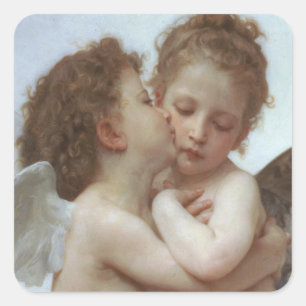 First Kiss - Beautiful Angel Painting Square Sticker