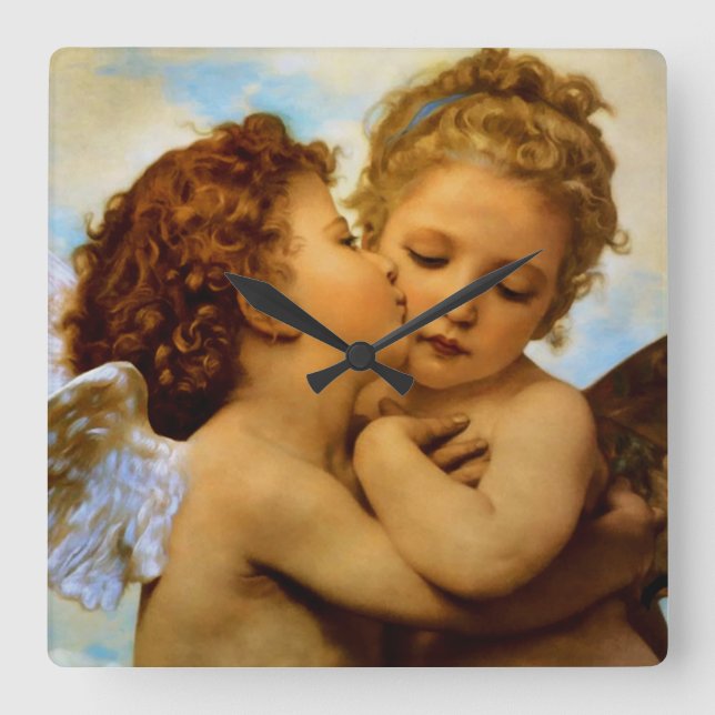 First Kiss Square Wall Clock (Front)