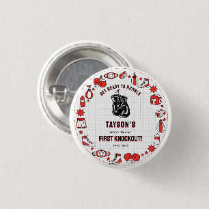First Knockout Boxing 1st Birthday – Fun Kids 3 Cm Round Badge