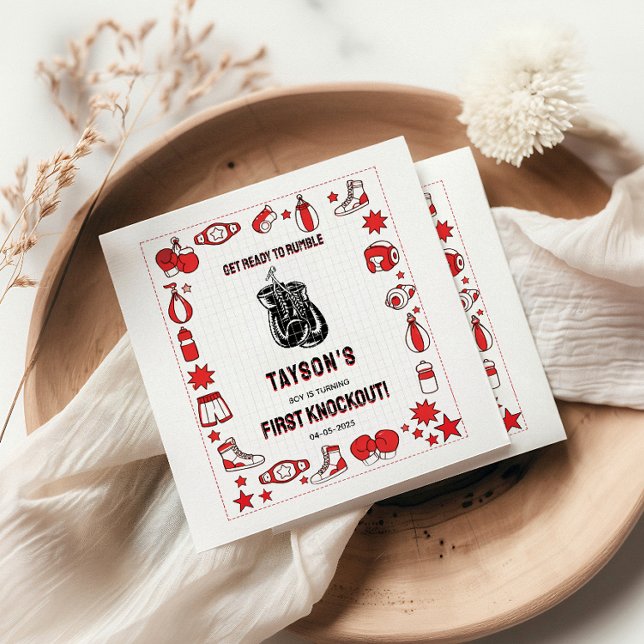 First Knockout Boxing 1st Birthday – Fun Kids  Napkin (First Knockout Boxing 1st Birthday – Fun Kids Napkins
)