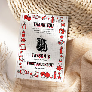 First Knockout Boxing 1st Birthday – Fun Kids Thank You Card