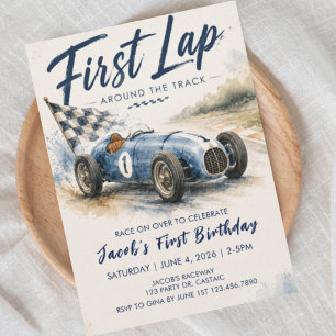 First Lap Around the Track 1st Birthday ONE Invitation