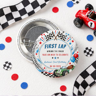 First Lap Around The Track Race Car 1st Birthday 3 Cm Round Badge