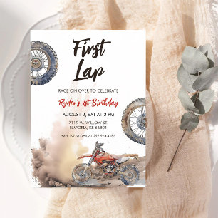 First Lap Dirt Bike 1st Birthday Invitation