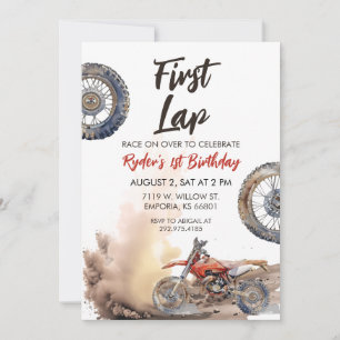 First Lap Little Racer 1st Birthday Invitation