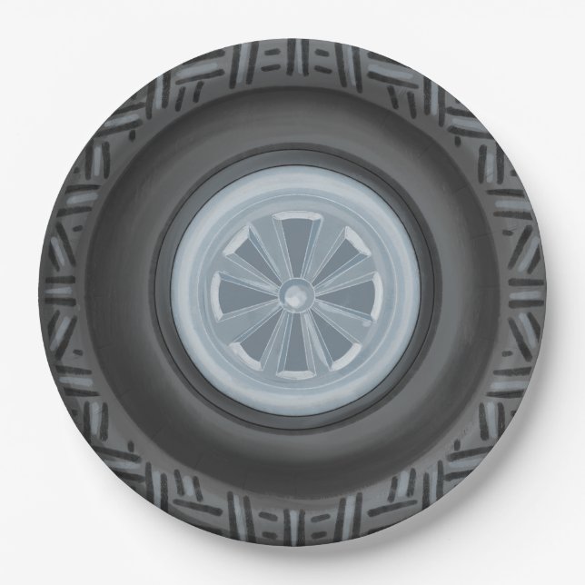 First Lap or Two Fast Racecar Racetrack Birthday Paper Plate (Front)