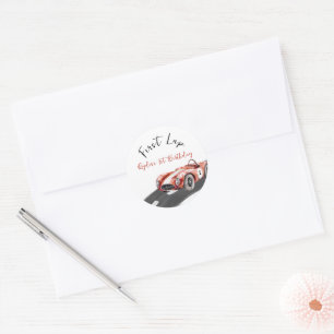 First Lap Race Car 1st Birthday Classic Round Sticker