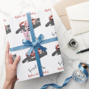 First Lap Race Car 1st Birthday Wrapping Paper