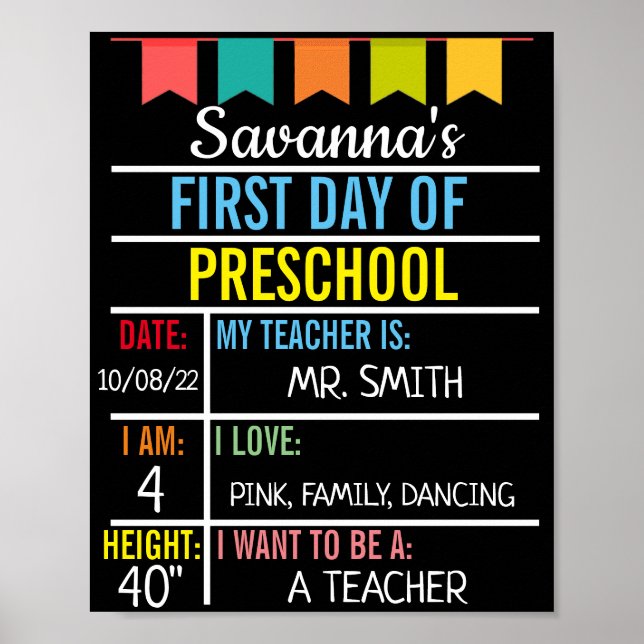 First Last Day of School Chalkboard Back to School Poster (Front)
