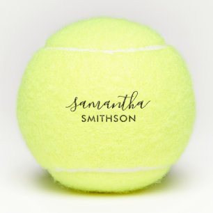 First Last Name Personalised Elegant Script Tennis Balls