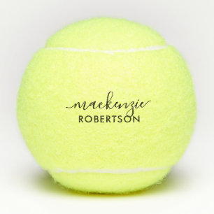 First Last Name Personalised Elegant Script Tennis Tennis Balls