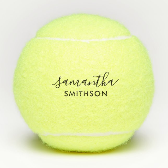 First Last Name Personalised Elegant Script Tennis Tennis Balls (Front)