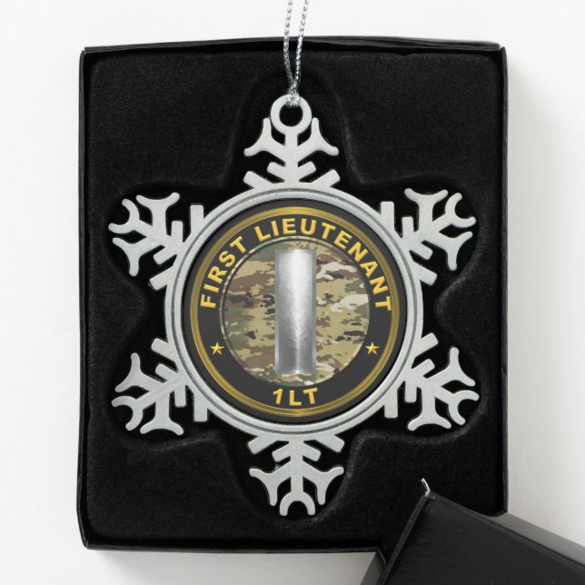 First Lieutenant 1LT Snowflake Pewter Christmas Ornament (Box)