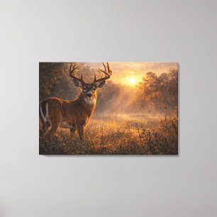 First Light Whitetail Deer Art Stretched Canvas Print
