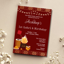 First Lohri & Birthday Invitation card