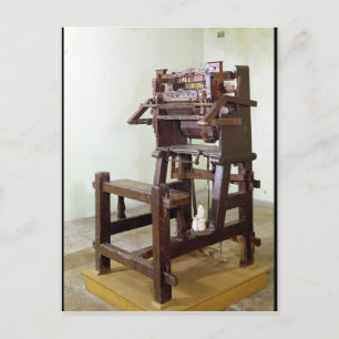 First loom for weaving stockings, 1750 postcard