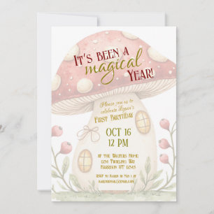 First Magical Mushroom Birthday Invitation