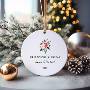 First Married Christmas Elegant and Minimalist Ceramic Tree Decoration