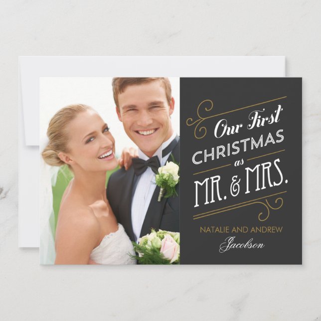 First Married Christmas Holiday Photo Card (Front)