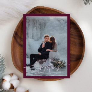 First Married Christmas Newlywed Photo Cranberry Holiday Card
