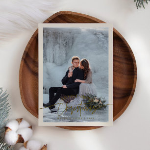 First Married Christmas Newlywed Photo Cream Holiday Card