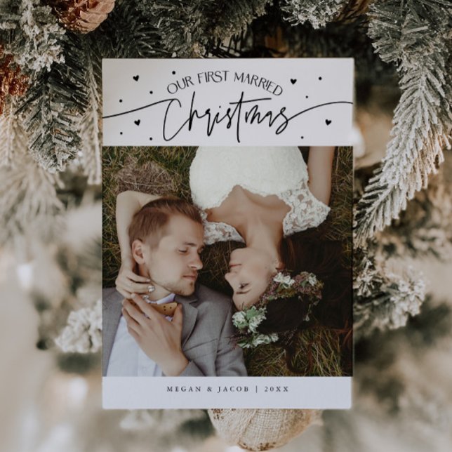 First Married Christmas Newlywed Photo White Holiday Card (Creator Uploaded)