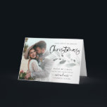 First Married Christmas Photo Foliage Folded  Card<br><div class="desc">First Married Christmas Photo Foliage. Celebrate your first Christmas as Mr and Mrs along with your festive greetings! Easy to personalise the text and replace the sample photo with your own.</div>