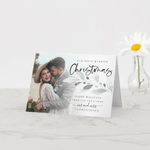 First Married Christmas Photo Foliage Folded  Card