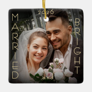 First Married Christmas Photo Keepsake  Ceramic Ornament
