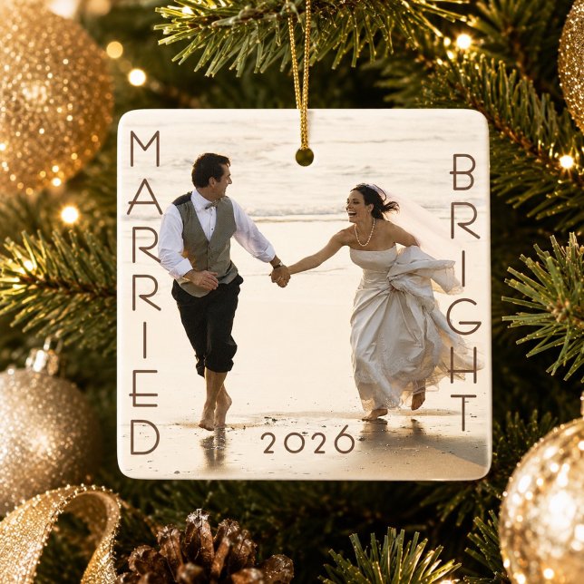 First Married Christmas Photo Keepsake  Ceramic Ornament (Creator Uploaded)