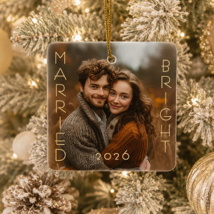 First Married Christmas Photo Keepsake  Ceramic Ornament
