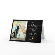 First Married Mr and Mrs Gold Heart Christmas Card