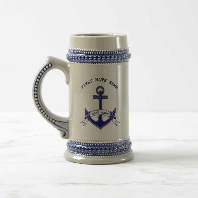  First Mate Anchor Custom Nautical Beer Stein (Left)