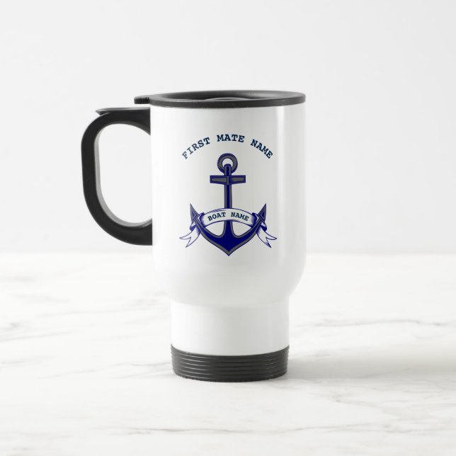  First Mate Anchor Custom Nautical Travel Mug (Left)