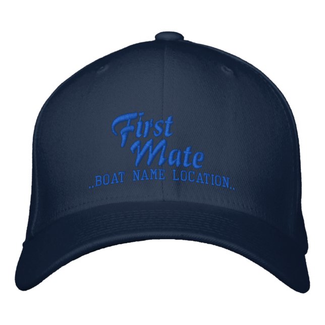 FIRST MATE Customisable Boat Name Your Name Embroidered Hat (Front)