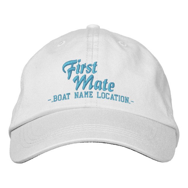 FIRST MATE Customisable Boat Name Your Name Embroidered Hat (Front)