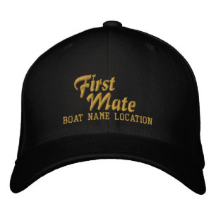 FIRST MATE Customisable Boat Name Your Name Embroidered Hat