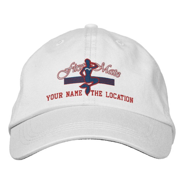 FIRST MATE Customisable Boat Name Your Name Embroidered Hat (Front)