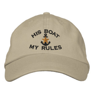 First Mate His Boat My Rules Golden Star Anchor Embroidered Hat