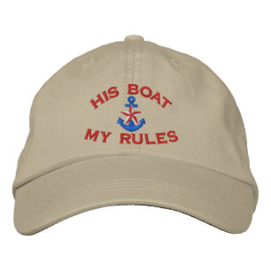 First Mate His Boat My Rules Red Star Anchor Embroidered Hat
