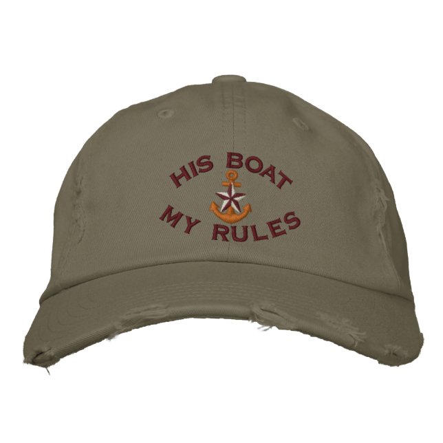 First Mate His Boat My Rules Star Anchor Embroidered Hat (Front)