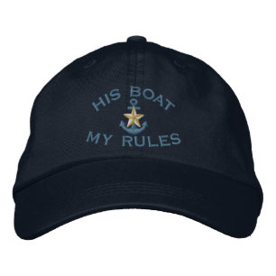 First Mate His Boat My Rules White Star Anchor Embroidered Hat