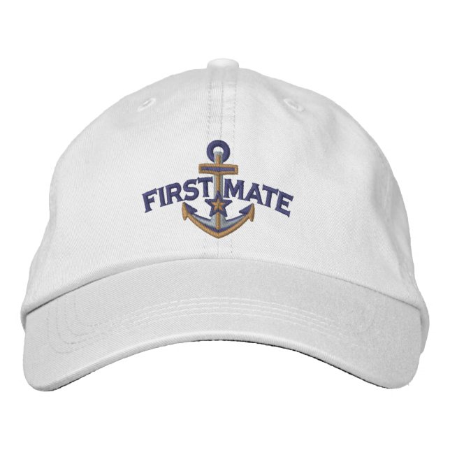 First Mate Nautical Star Anchor Embroidery Embroidered Hat (Front)