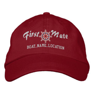 FIRST MATE Wheel Customisable Boat Name Your Name Embroidered Hat