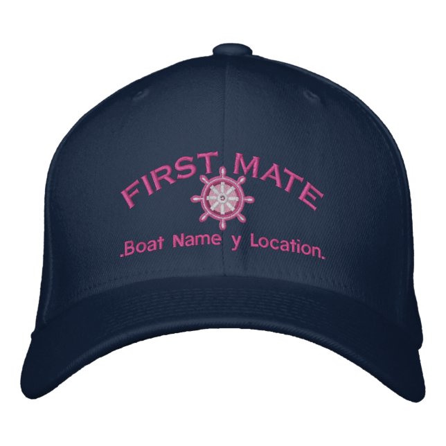 First Mate Wheel Your Boat Name Your Name or Both! Embroidered Hat (Front)