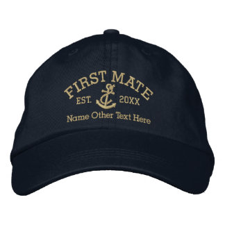First Mate With Anchor Personalised Embroidered Hat