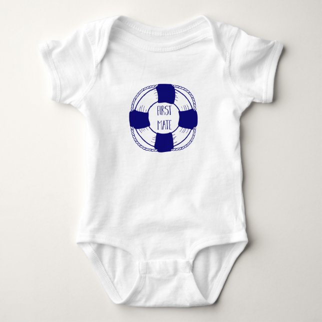 First Mate with Life Preserver Baby Bodysuit (Front)