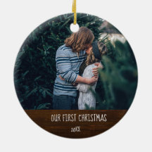 First Merry Christmas Rustic Wood Typography