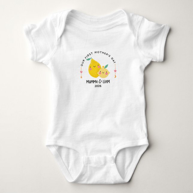 First Mother’s Day 2026 Cute Lemon Mom & Baby  Bodysuit (Front)